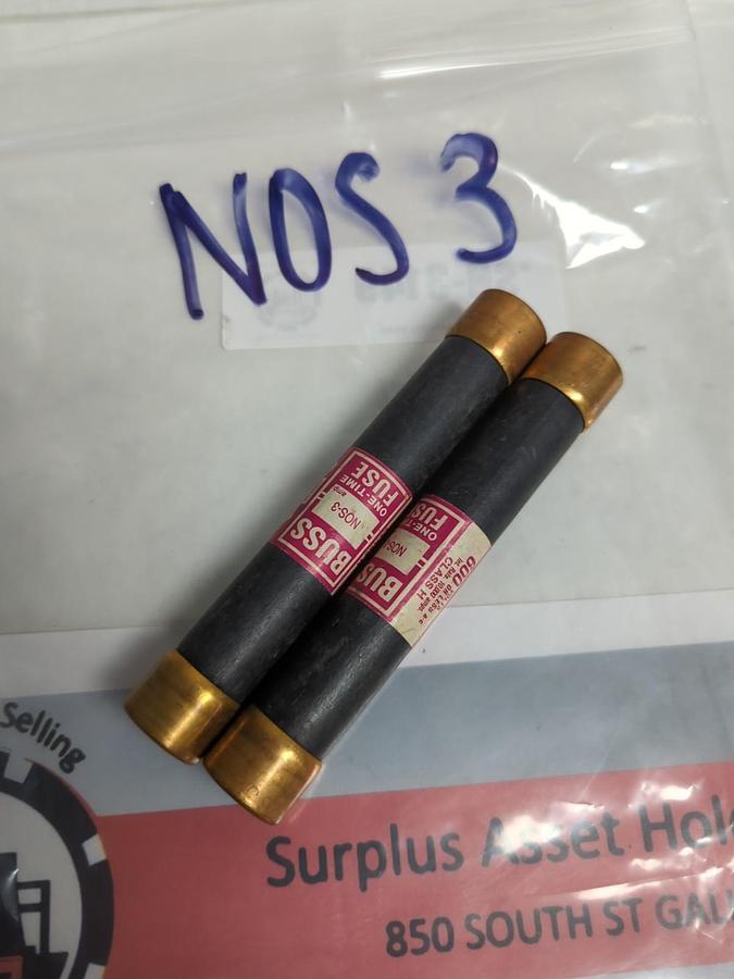 Used COOPER BUSSMANN,NOS 3,ONE-TIME 3 AMP FUSE LOT OF 2 PRE-OWNED
