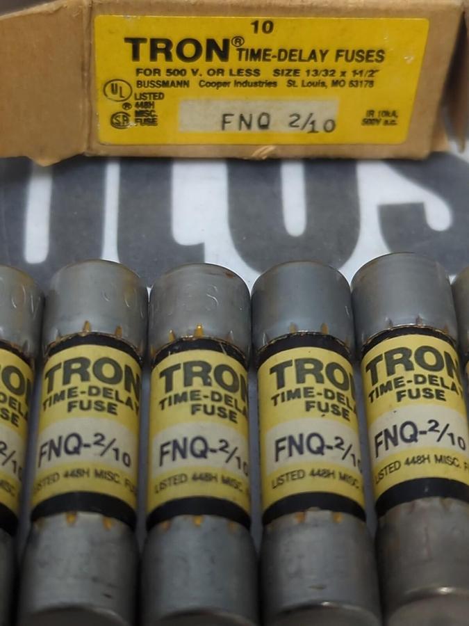 COOPER BUSSMANN,FNQ-2/10,TRON 2/10 AMP FUSES BOX OF 10 FUSES NOS