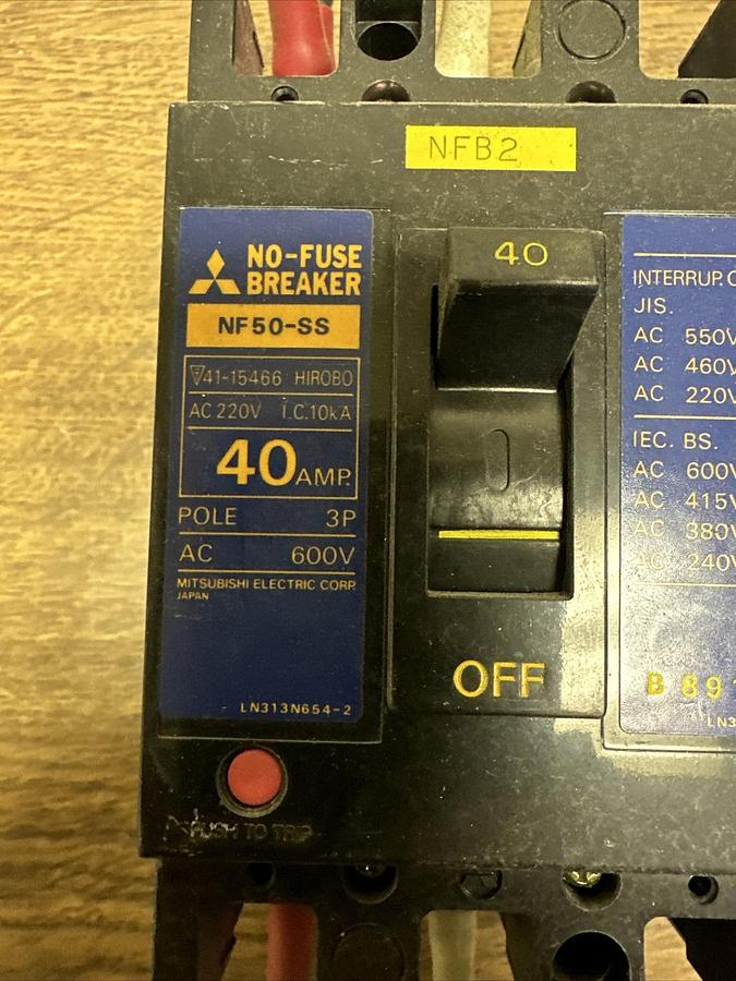 Used Mitsubishi,NF50-SS,40 Amp 3 Pole Circuit Breaker