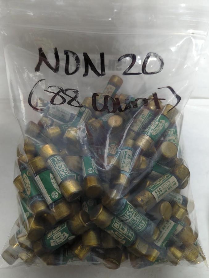 Used COOPER BUSSMANN,NON20,ONE-TIME FUSE 20 AMP LOT OF 88 PRE-OWNED