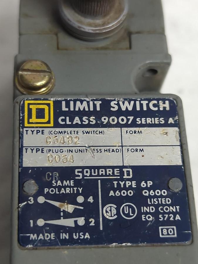 Used SQUARE D,9007 C5482,SERIES A LIMIT SWITCH PRE-OWNED