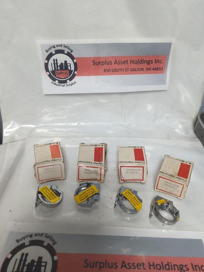 CUTLER HAMMER,10250TA2,PADLOCK ATTACHMENT FOR PUSHBUTTON LOT OF 4 NOS