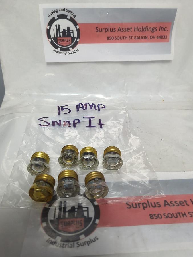 Used SNAP-IT,15 AMP,SCREW IN FUSE 15 AMP LOT OF 7 PRE-OWNED