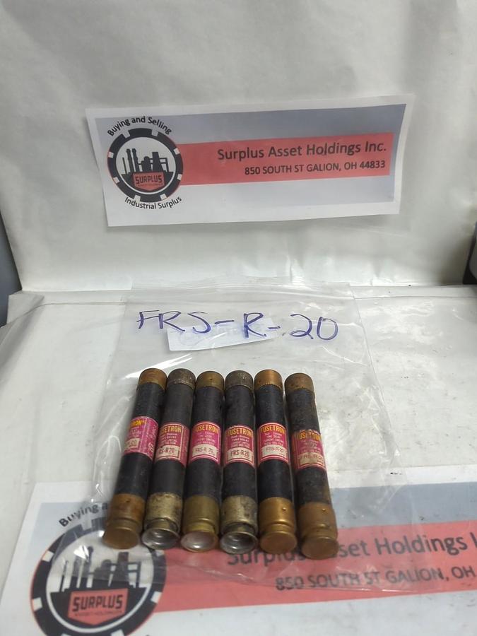 Used COOPER BUSSMANN,FRS-R-20,FUSETRON 20 AMP FUSE LOT OF 6 PRE-OWNED