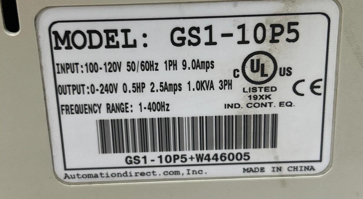 Used AUTOMATION DIRECT,GS1-10P5,AC DRIVE