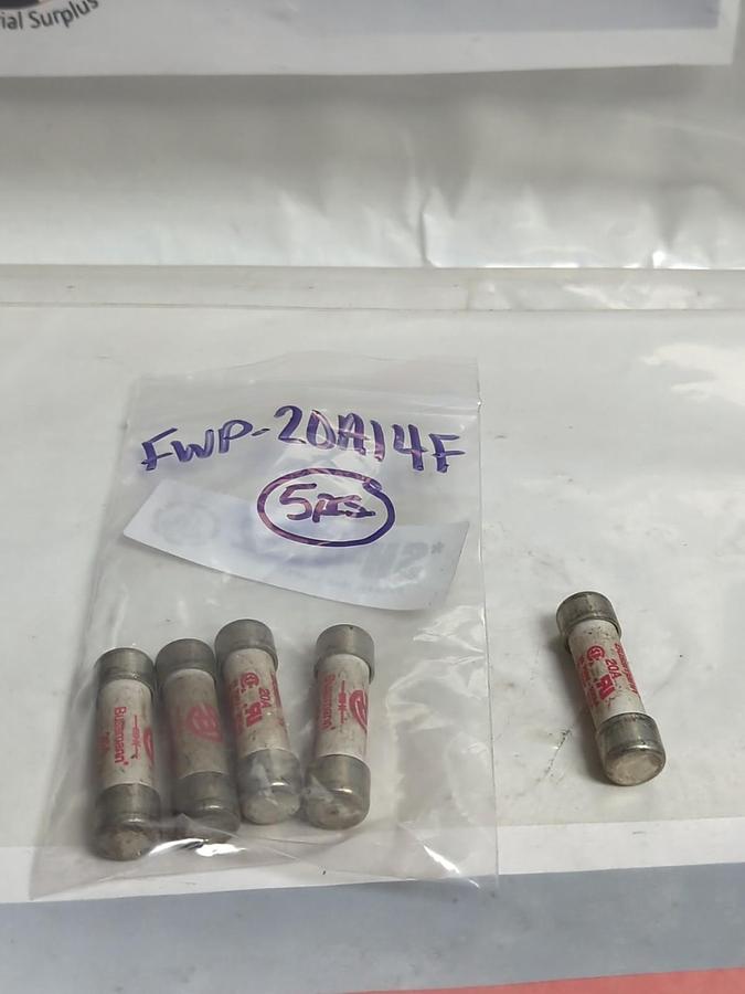 Used COOPER BUSSMANN,FWP20A14F,20 AMP FUSE LOT OF 5 PRE-OWNED