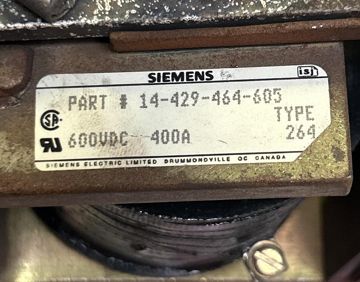 Used SIEMENS,14-429-464-605,CONTACTOR 600VDC 400A