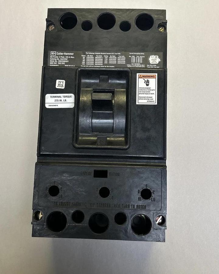 Used CUTLER-HAMMER,KA2225F,CIRCUIT BREAKER 225A 600V 2P