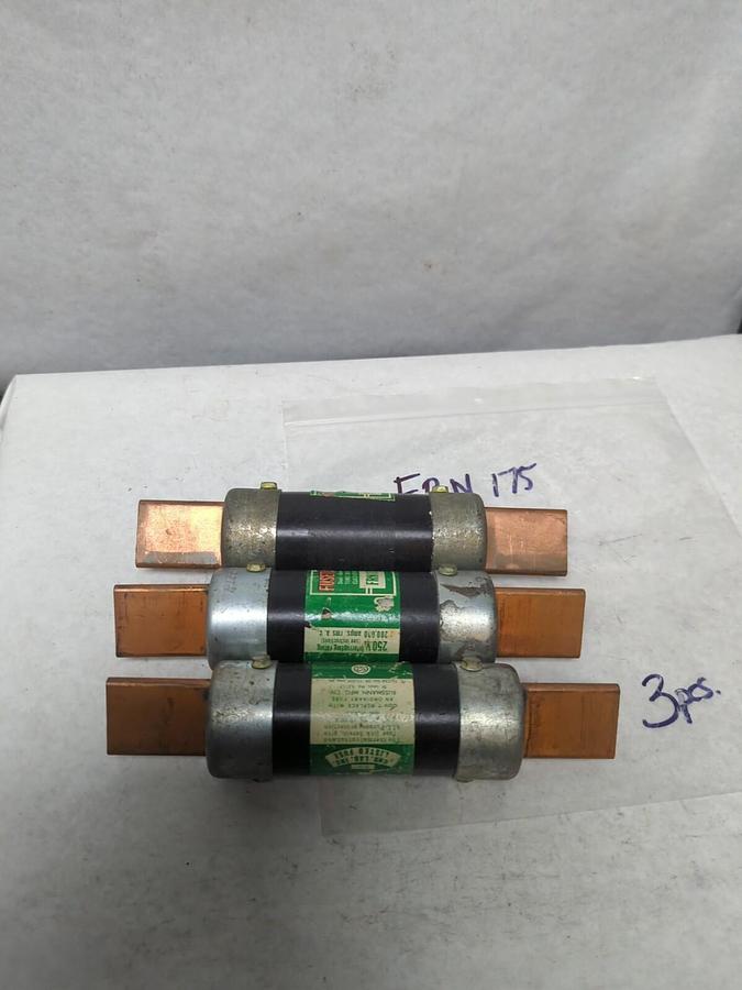 Used COOPER BUSSMANN,FRN-175,FUSETRON 175 AMP FUSE LOT OF 3 PRE-OWNED