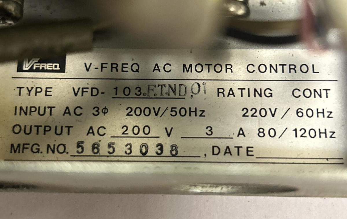 Used MIKI PULLEY,VFD103FTND01,AC MOTOR CONTROL