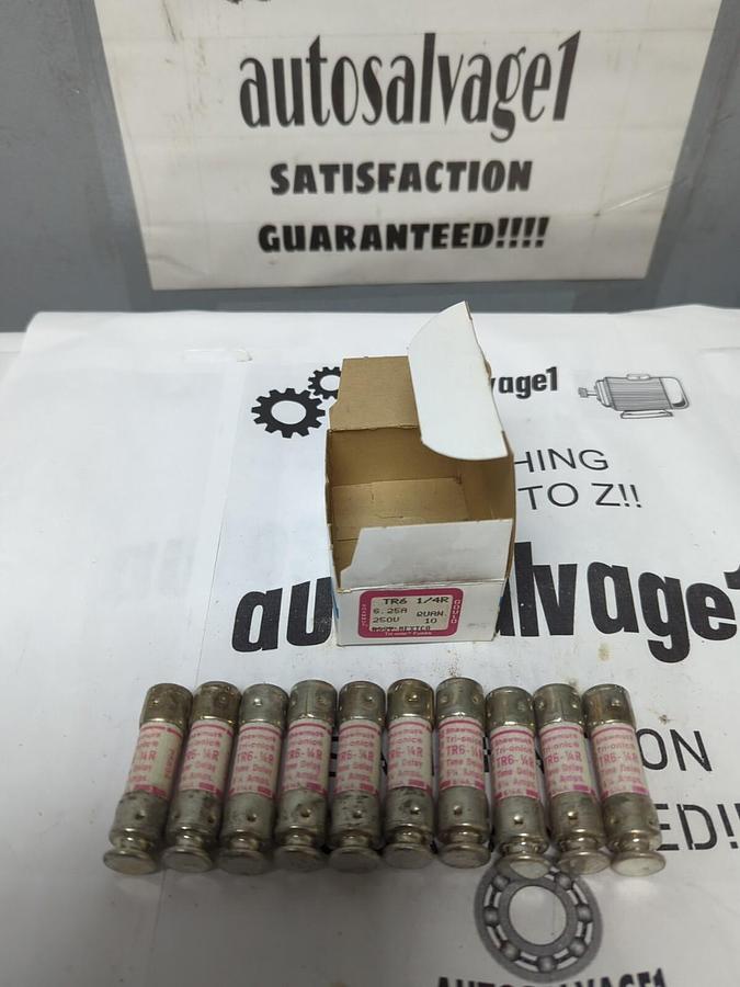 GOULD SHAWMUT,TR6-1/4R,TRI ONIC 1/4 AMP FUSES BOX OF 10 NEW