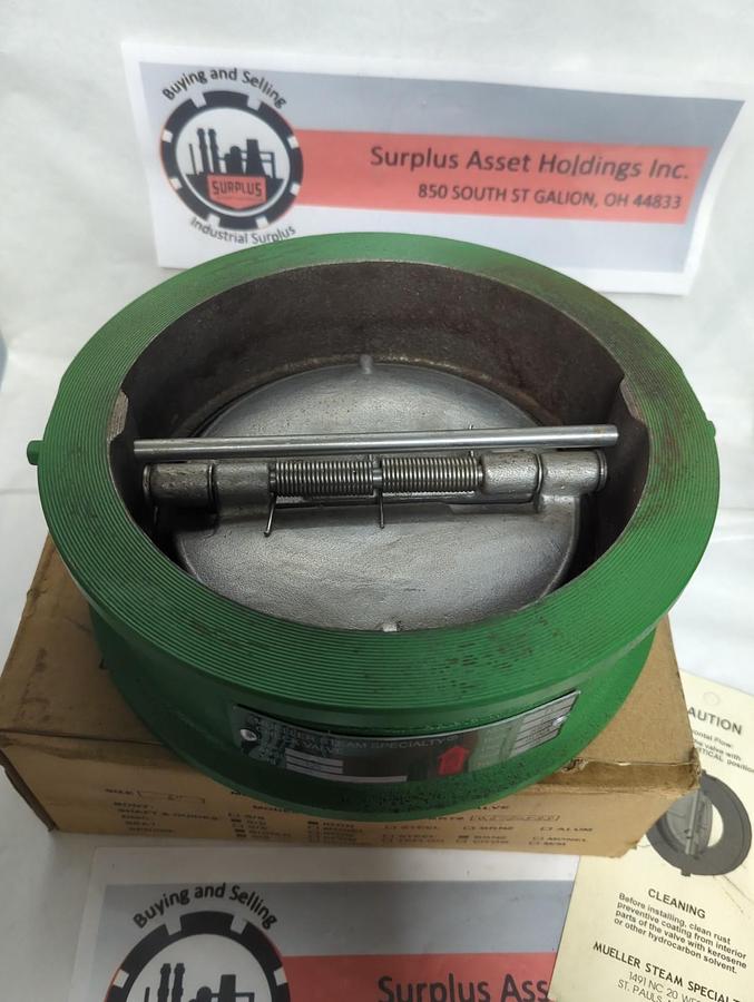 MUELLER,M6740588,STEAM SURE CHECK VALVE 6 INCH IRON BODY S/S SHAFT&GUIDES NOS