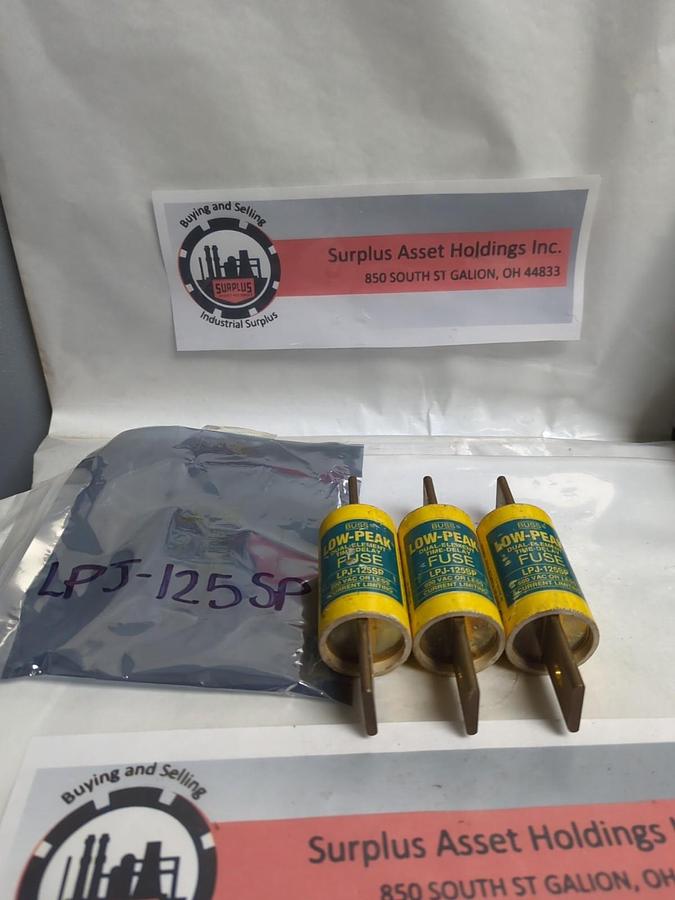 Used COOPER BUSSMANN,LPJ-125SP,LOW-PEAK FUSE 125 AMP LOT OF 3 PRE-OWNED