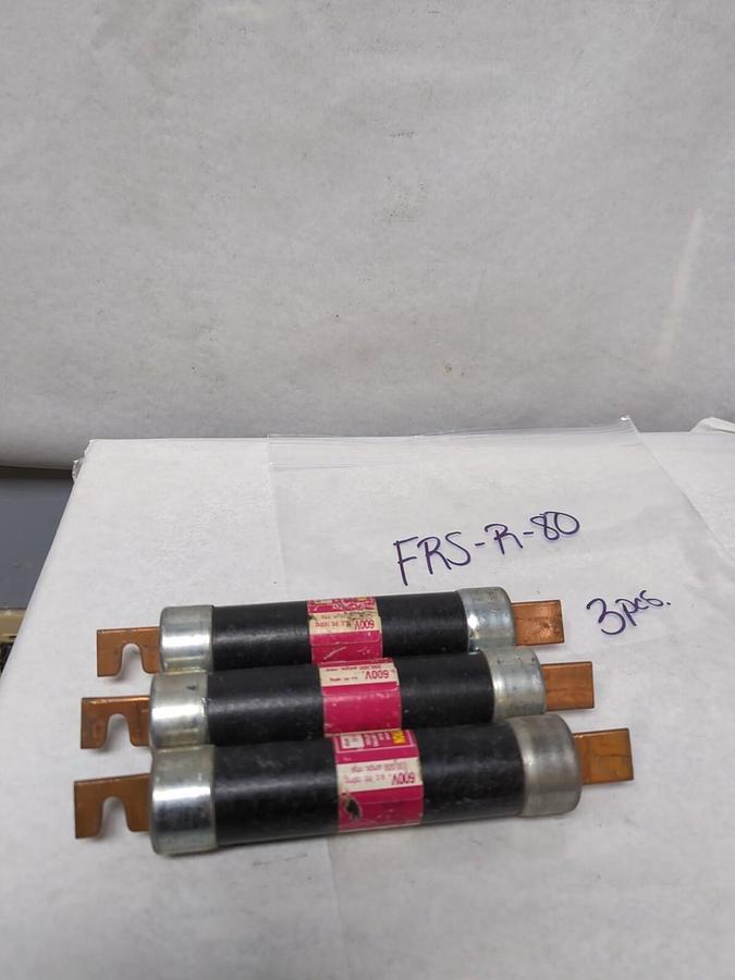Used COOPER BUSSMANN,FRS-R-80,FUSETRON 80 AMP FUSE LOT OF 3 PRE-OWNED