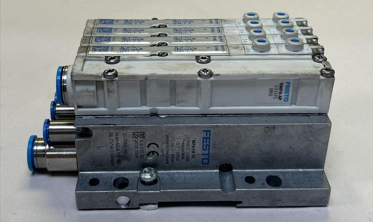 Used FESTO,MPA-FB-VI,VALVE MANIFOLD W/ ELECTRONIC MODULE