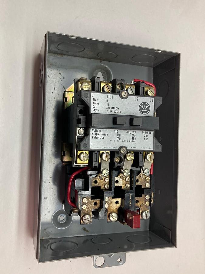 Used Westinghouse,A200S0CW,3-Phase Enclosed Motor Starter Size 0