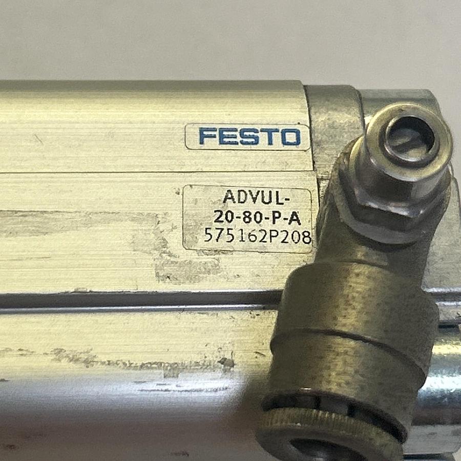 Used FESTO,ADVUL-20-80-P-A,DOUBLE ACTING PNEUMATIC CYLINDER