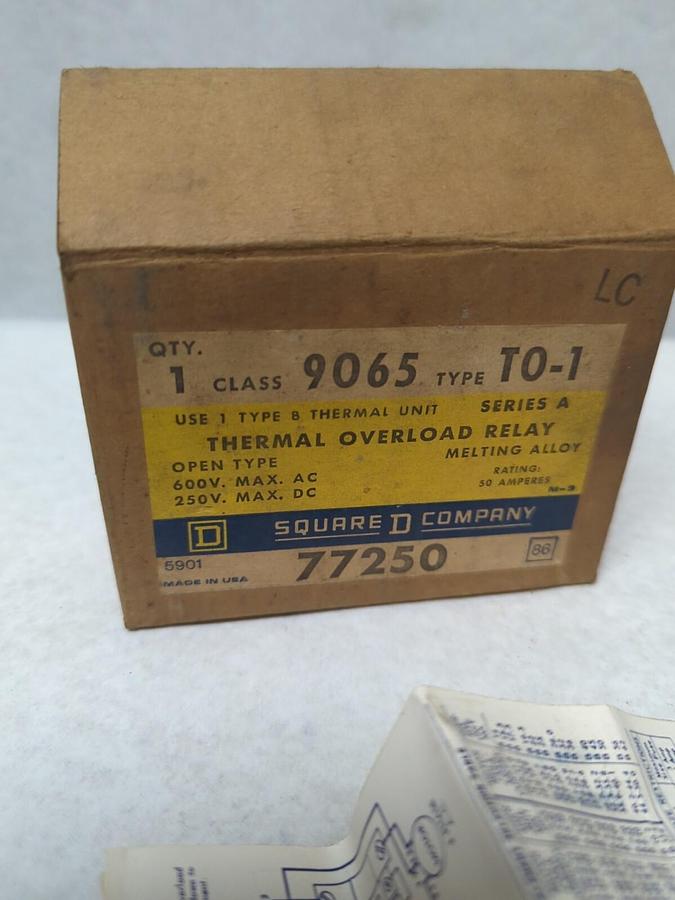SQUARE D,77250,CLASS 9065 TYPE T0-1 THERMAL OVERLOAD RELAY NOS