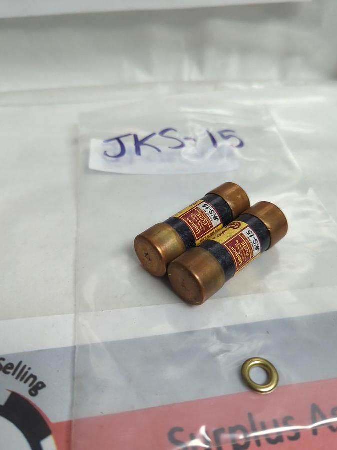 Used COOPER BUSSMANN,JKS-15,LIMITRON 15 AMP FUSE LOT OF 2 PRE-OWNED