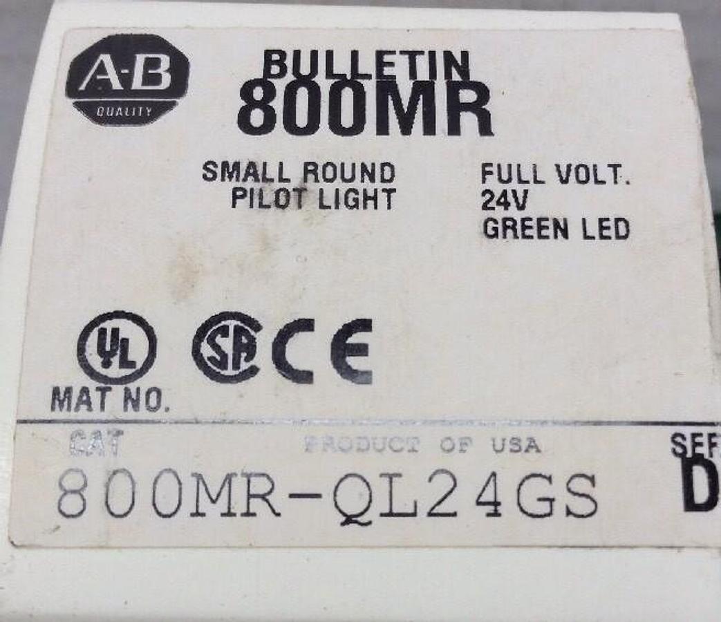 Allen-Bradley,800MR-QL24GS,Series D Small Round Pilot Light Green LED Lens 120V