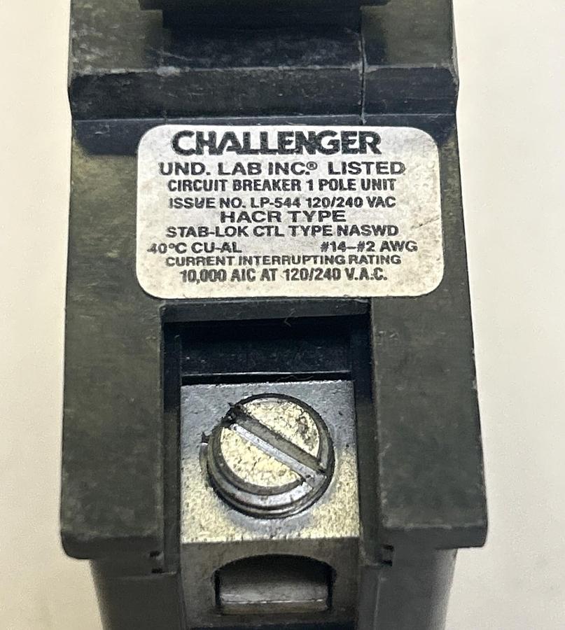 Used CHALLENGER,NASWD115,CIRCUIT BREAKER 15A 120/240V 1P
