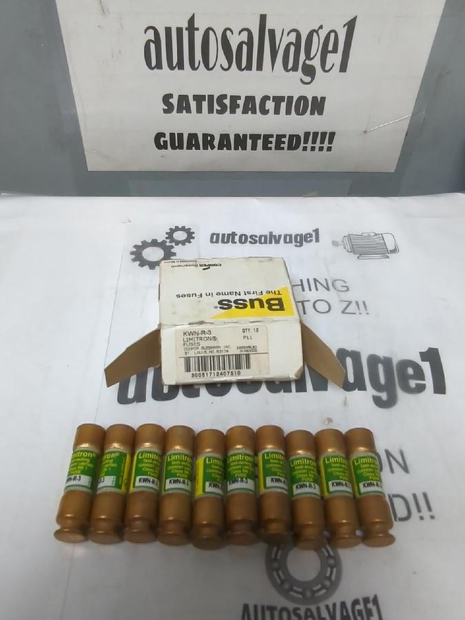 COOPER BUSSMANN,KWN-R-3,3 AMP LIMITRON FUSES BOX OF 10 NEW