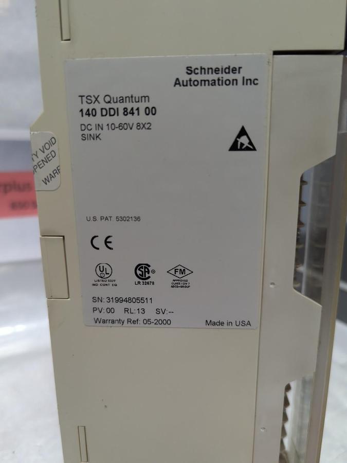 Used SCHNEIDER AUTOMATION,140 DDI 841 00,TSX QUANTUM INPUT MODULE USED