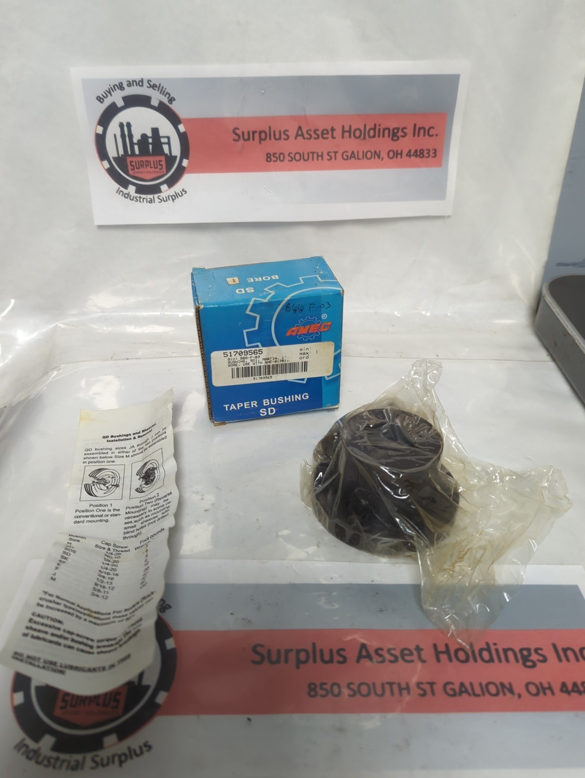 MARTIN/AMEC/SD1,TAPERED-LOCK BUSHING 1 INCH BORE NOS