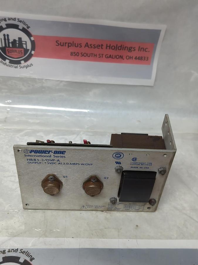 Used POWER-ONE,HBB5-3/OVP-A,POWER SUPPLY OUTPUT+5VDC AT 3.0 AMPS W/OVP PRE-OWNED