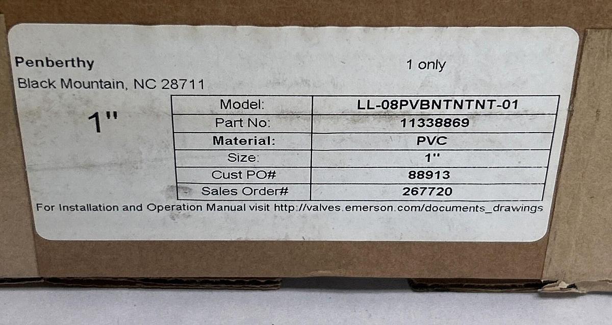 PENBERTHY EMERSON,LL-08PVBNTNTNT-01,VALVE NOS