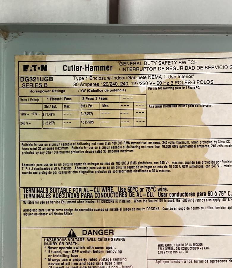 Eaton Cutler-Hammmer,DG321UGB,General Duty Safety Switch