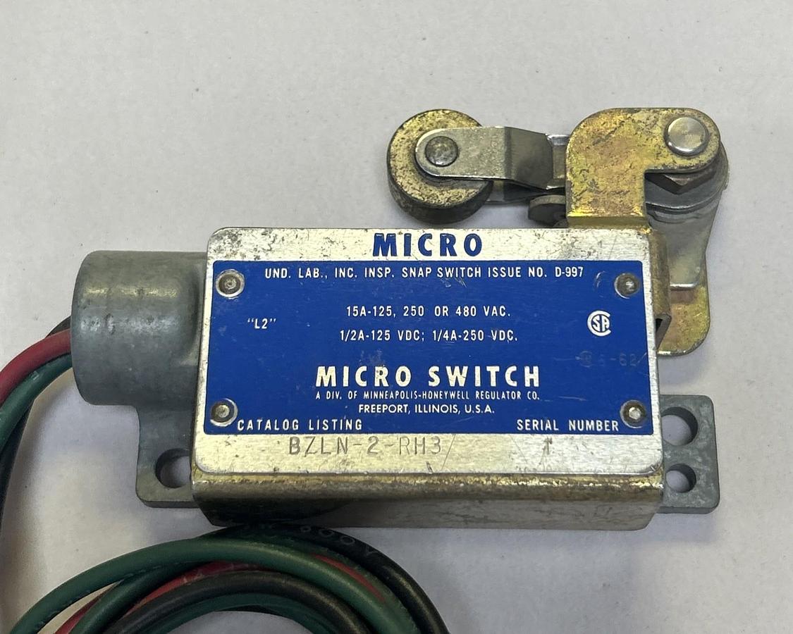 Used HONEYWELL,BZLN-2-RH3,MICRO SWITCH LIMIT SWITCH