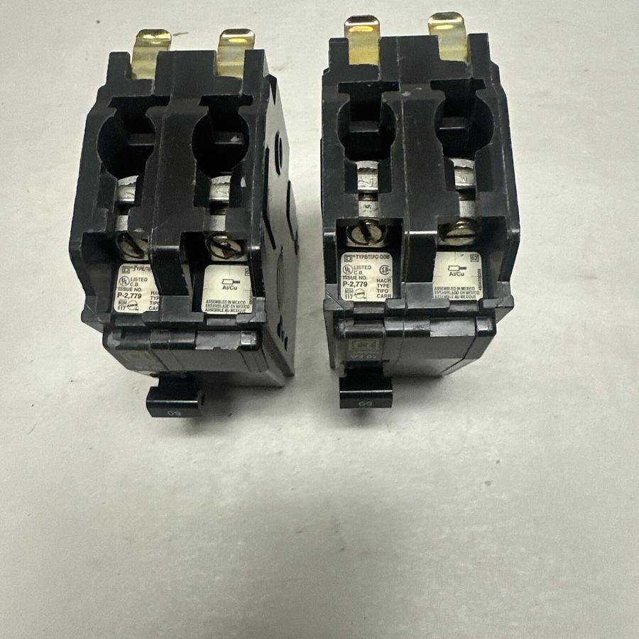 Used Square D,QOB260,60 Amp 2 Pole Bolt On Breaker LOT of 2 (G085)