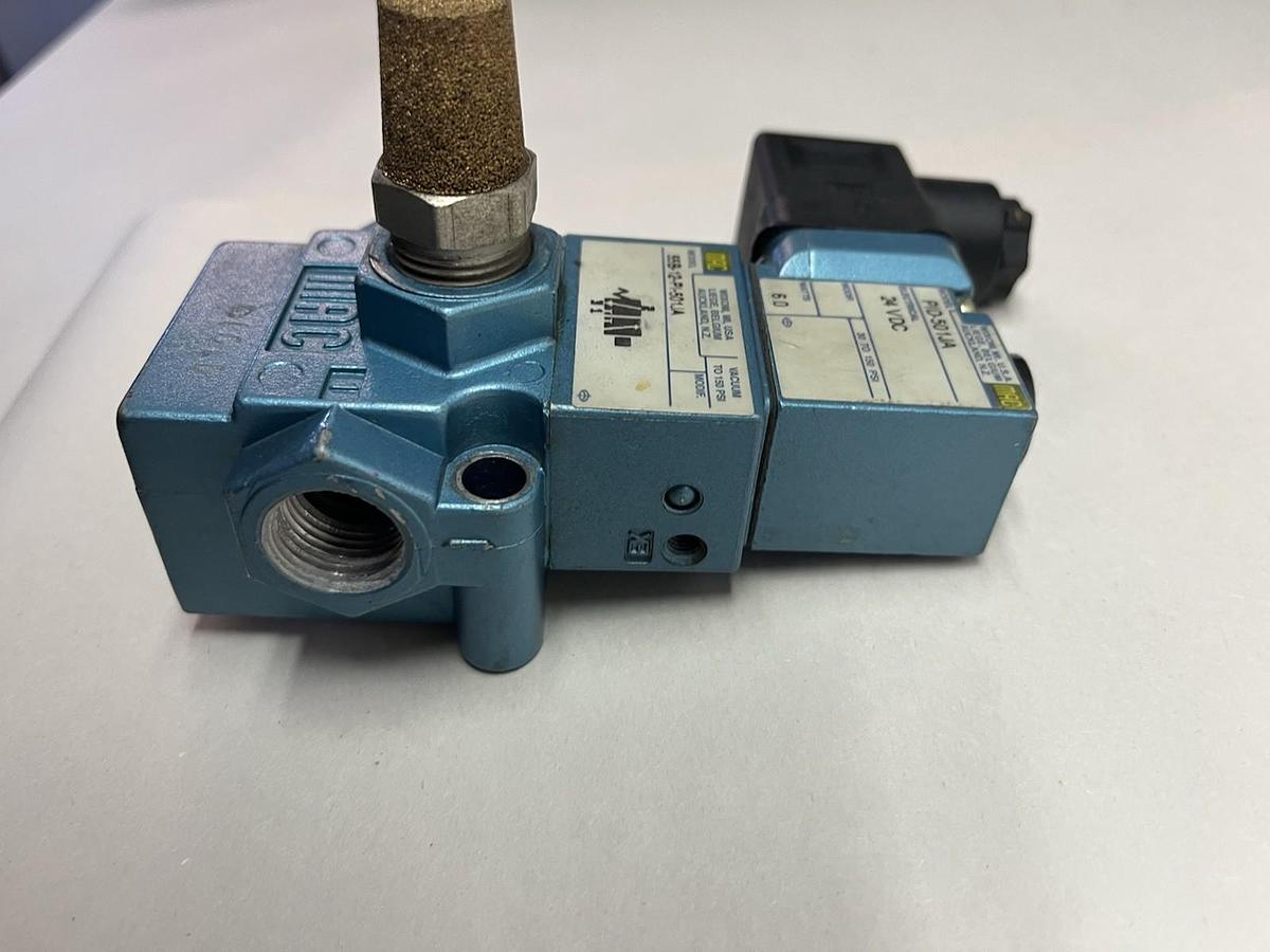 Used MAC,55B-12-PI-501JA,PNEUMATIC VALVE SOLENOID PID-501JA 24VDC