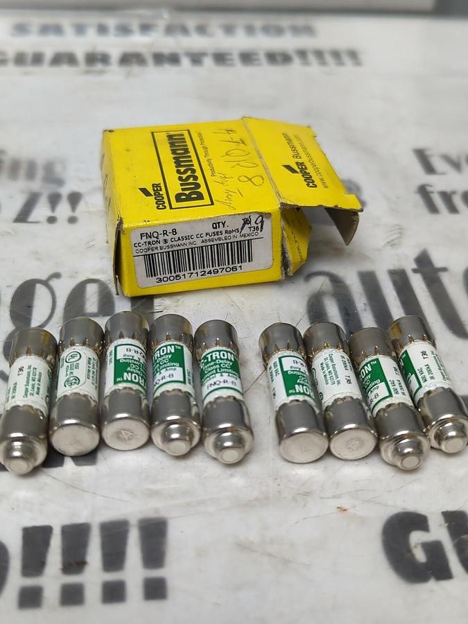 COOPER BUSSMANN,FNQ-R-8 CC-TRON,TIME-DELAY CLASS-CC FUSE BOX OF 9 NOS