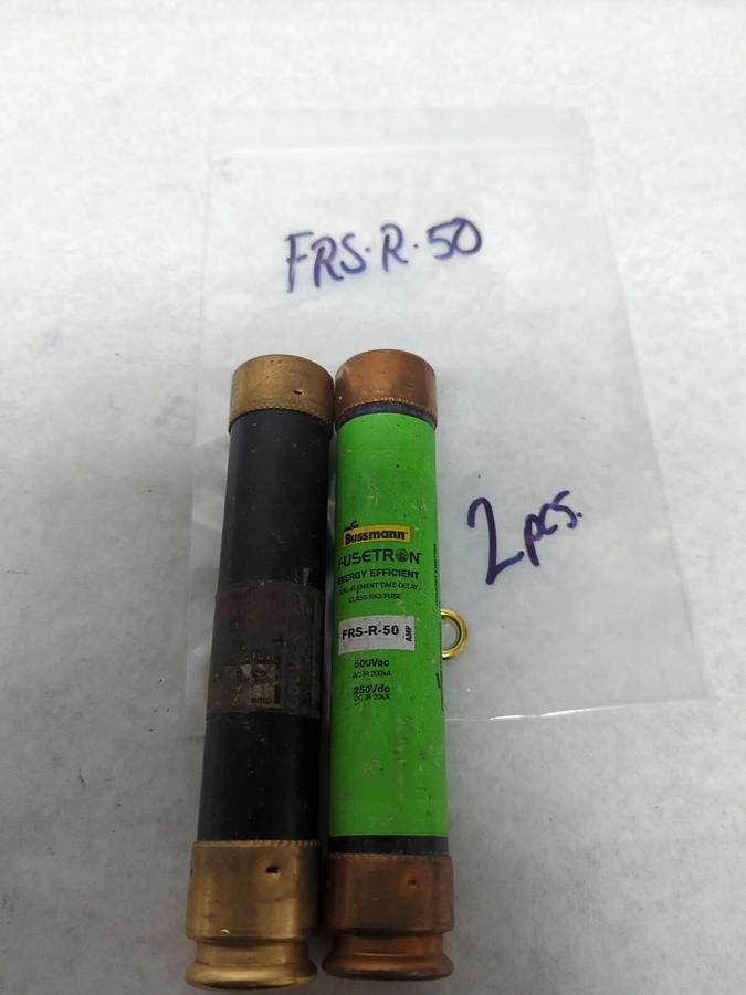 Used COOPER BUSSMANN,FRS-R-50,FUSETRON 50 AMP FUSE LOT OF 2 PRE-OWNED