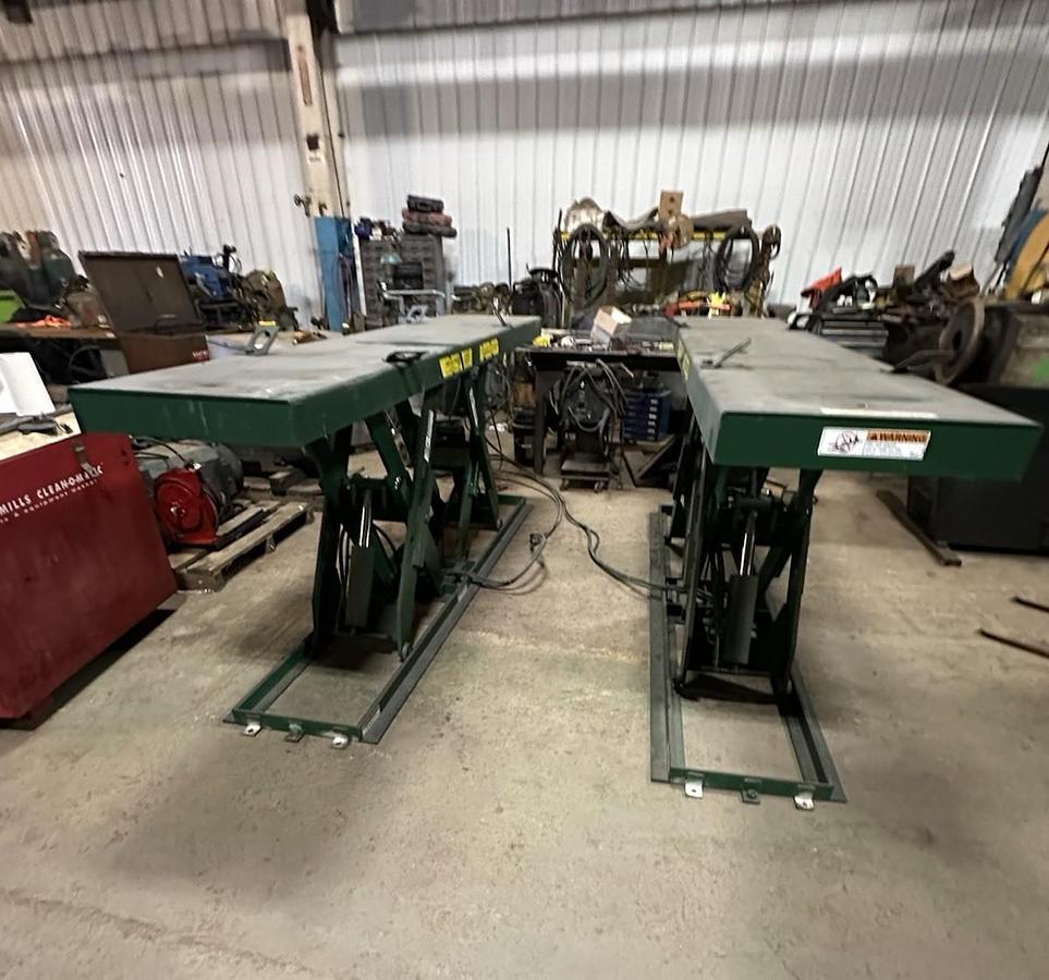 Used Pentalift Dual 2' x 10' Scissor Lift Tables 5000 LB Each