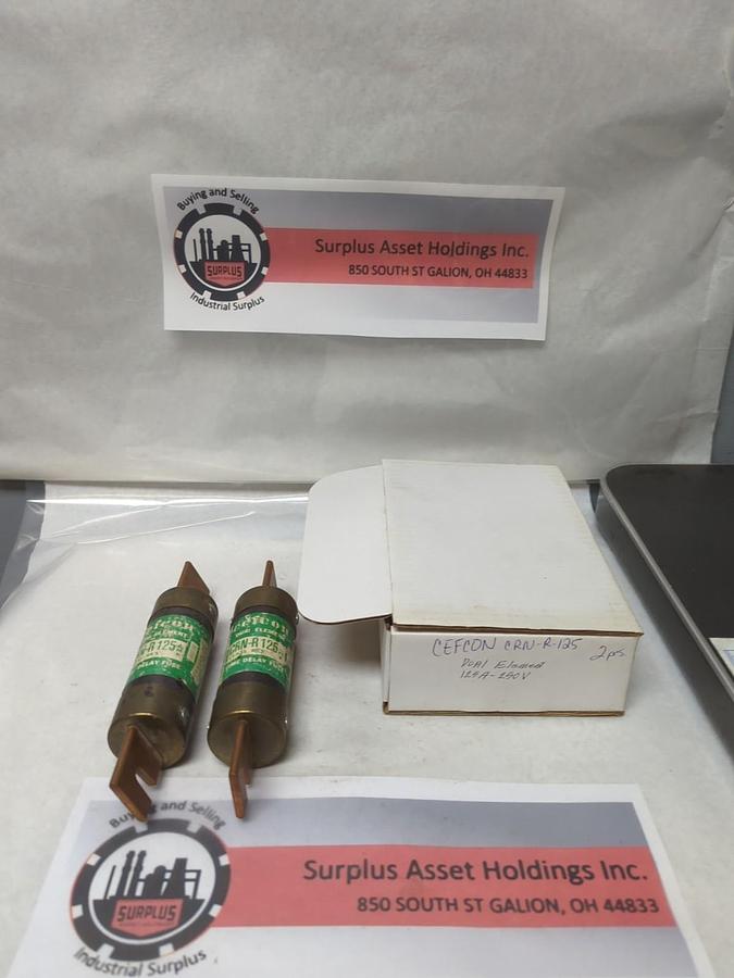Used CEFCON,CRN-R-125,DUAL ELEMENT 125 AMP FUSE LOT OF 2 PRE-OWNED