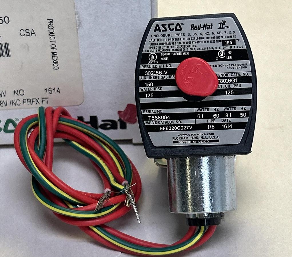 Used ASCO,EF8320G027V,SOLENOID VALVE 1/8INCH 3W 110/120V NEW