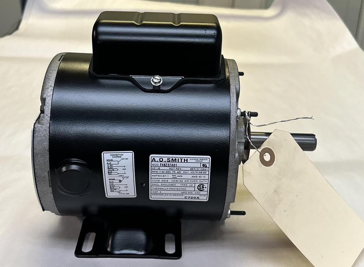 AO SMITH,F48Z37A01,MOTOR 1/6HP 1140/950RPM 208-230V 48Y FRAME NOS