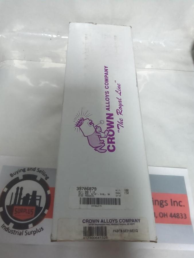 CROWN ALLOYS,SE316/EXQ,WELDING RODS 3/16 INCH 10 LB BOX NOS