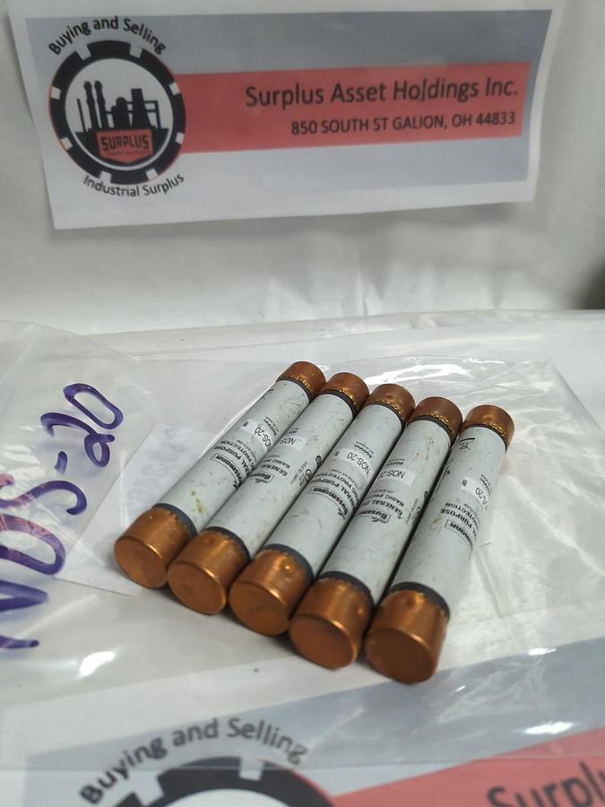 COOPER BUSSMANN,NOS20,GENERAL PURPOSE 20 AMP FUSE LOT OF 5 NOS