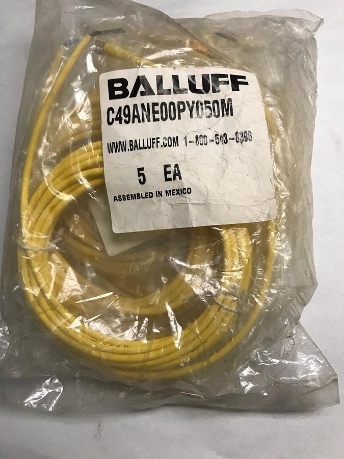 Used Balluff,C49ANE00PYN050M,Cable 4 Pin Bag of 5 Cables