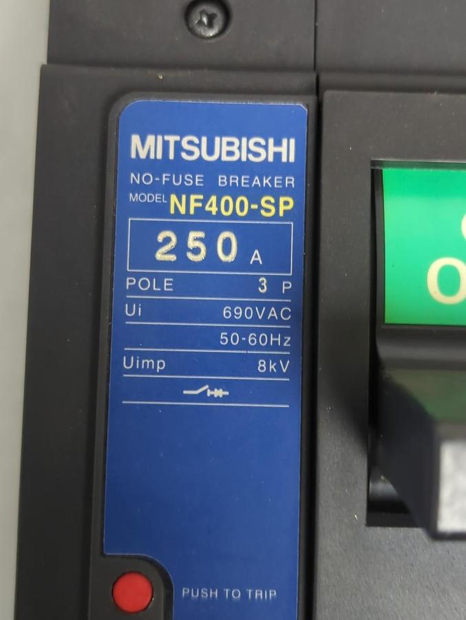 Used MITSUBISHI,NF-400SP,NO FUSE BREAKER 250 AMP PRE-OWNED