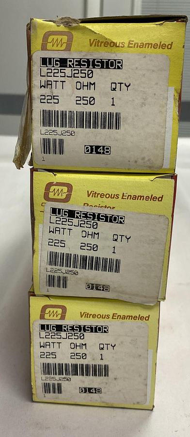 OHMITE,L225J250,LUG RESISTOR 225 WATT 250 OHM LOT OF 3 NOS