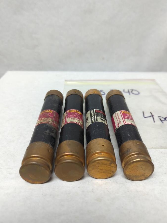 Used COOPER BUSSMANN,FRS-R-40,FUSETRON 40 AMP FUSE LOT OF 4 PRE-OWNED