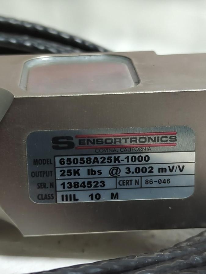 Used SENSORTRONICS,65058A25K-1000,LOAD CELL 25K LBS. @ 3.002 mV/V PRE-OWNED