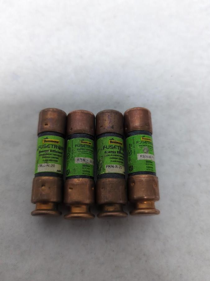 Used COOPER BUSSMANN,FRN-R-20,FUSETRON 20 AMP FUSE LOT OF 4 PRE-OWNED