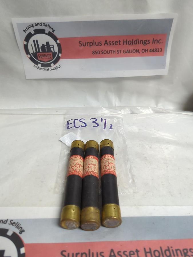 Used CEFCO,ECS 3-1/2,TIME-DELAY 3-1/2 AMP FUSE LOT OF 3 PRE-OWNED