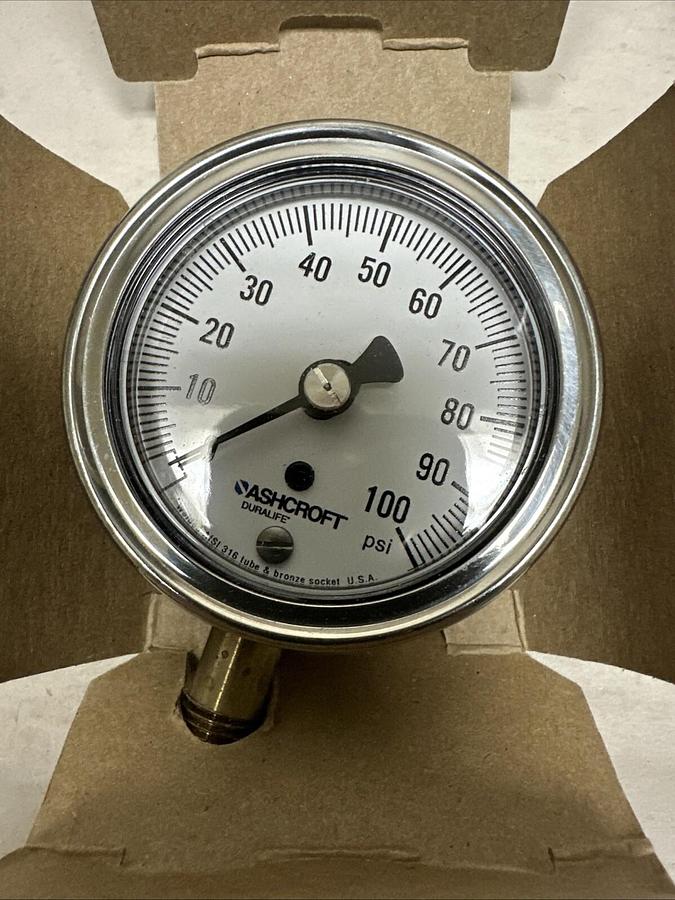 Used Ashcroft,25-1009-02L-100,100PSI Gauge